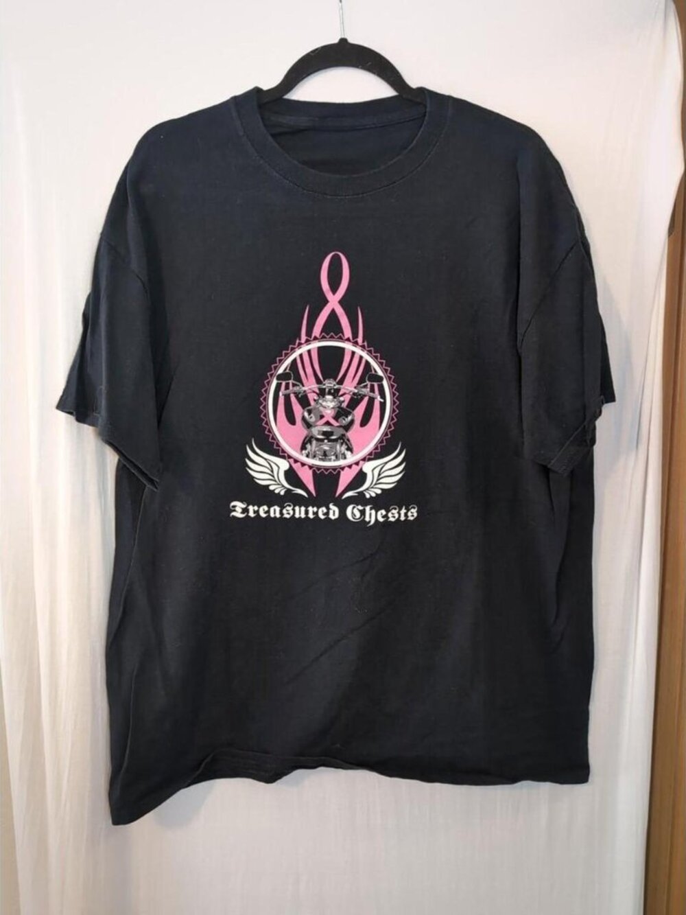 Treasured Chests Graphic T-Shirt – Pink Ribbon Gothic Black Tee